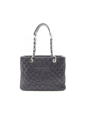 Chanel Tote Quilted Grand Shopping GST Black Calf Chain